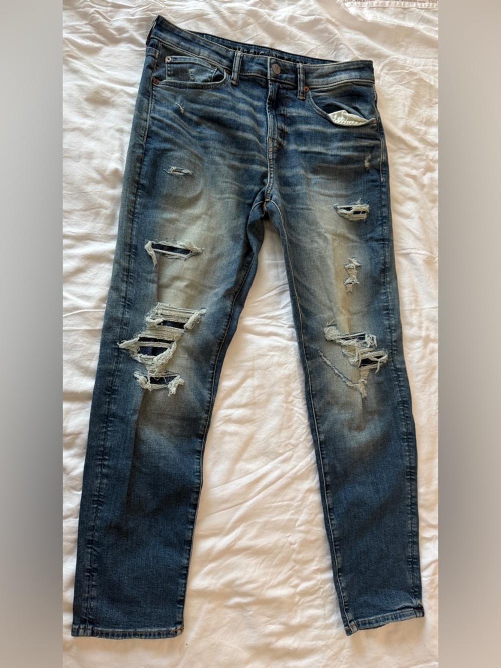 American Eagle Outfitters Distressed Dark Blue Skinny Jeans